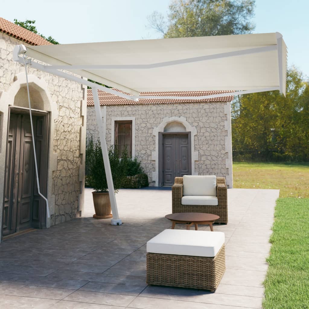 vidaXL Toldo retrátil manual independente 300x250 cm azul e branco
