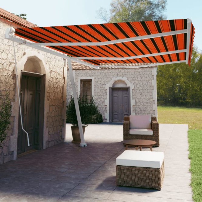 vidaXL Toldo retrátil manual independente 300x250 cm azul e branco
