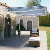 vidaXL Toldo automático independente 300x250 cm azul e branco