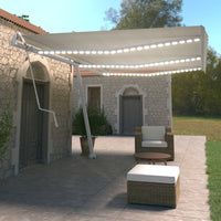 vidaXL Toldo autom. c/ LED e sensor de vento 450x300 cm azul/branco