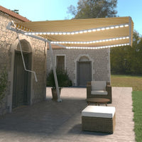 vidaXL Toldo autom. c/ LED e sensor de vento 450x300 cm azul/branco