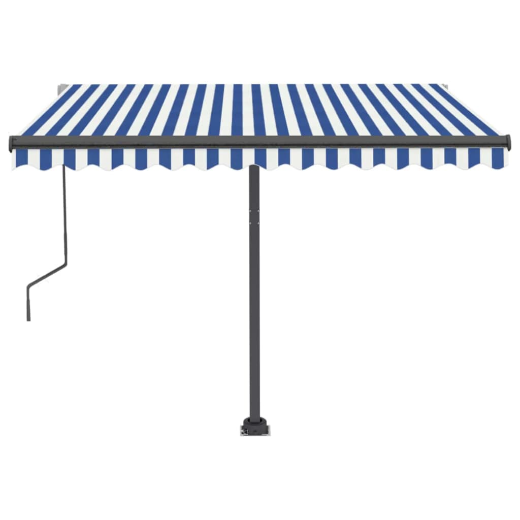 vidaXL Toldo automático independente 300x250 cm azul e branco