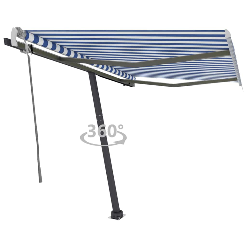 vidaXL Toldo retrátil manual independente 300x250 cm azul e branco