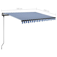 vidaXL Toldo retrátil manual independente 300x250 cm azul e branco