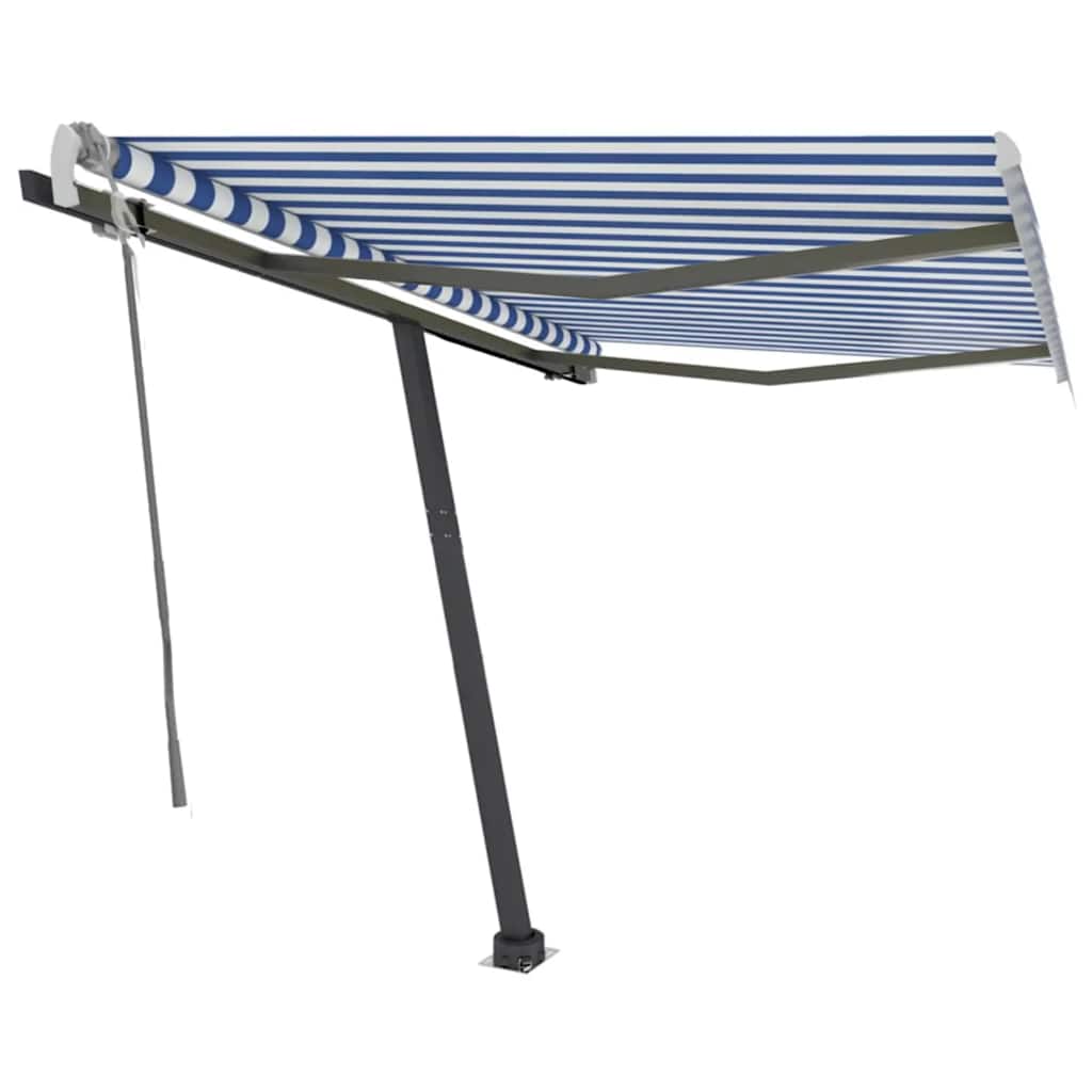 vidaXL Toldo retrátil manual independente 300x250 cm azul e branco