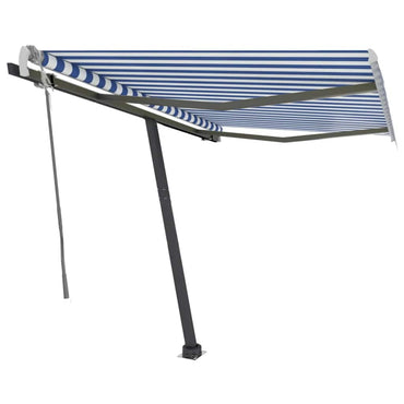 vidaXL Toldo retrátil manual independente 300x250 cm azul e branco