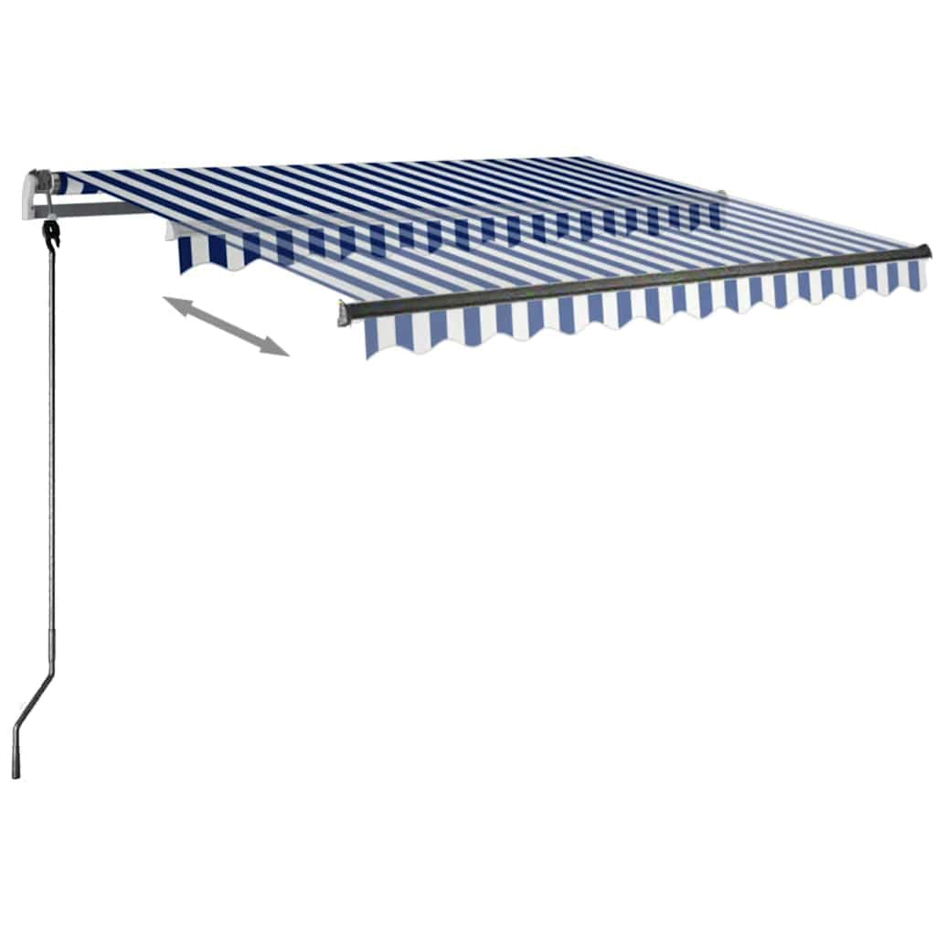 vidaXL Toldo retrátil manual independente 300x250 cm azul e branco