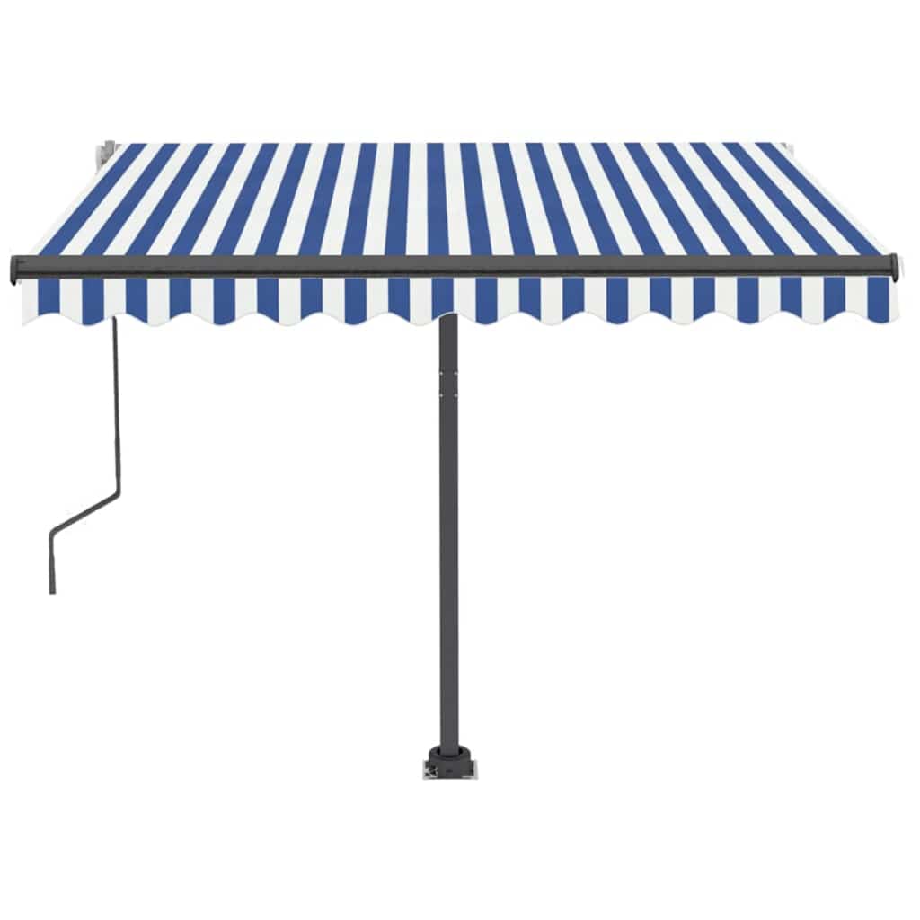 vidaXL Toldo retrátil manual independente 300x250 cm azul e branco