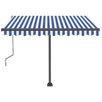 vidaXL Toldo retrátil manual independente 300x250 cm azul e branco