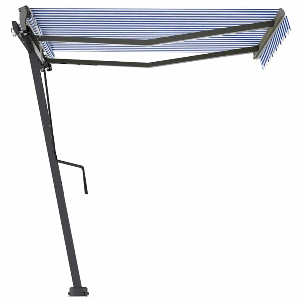 vidaXL Toldo retrátil manual independente 300x250 cm azul e branco
