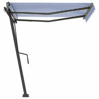 vidaXL Toldo retrátil manual independente 300x250 cm azul e branco