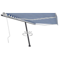 vidaXL Toldo retrátil manual independente 300x250 cm azul e branco