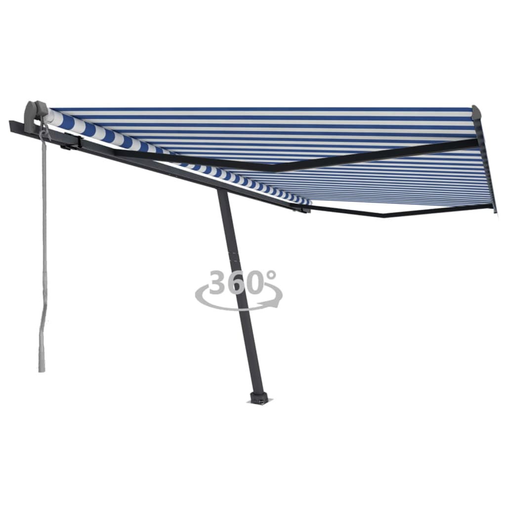 vidaXL Toldo automático independente 300x250 cm azul e branco