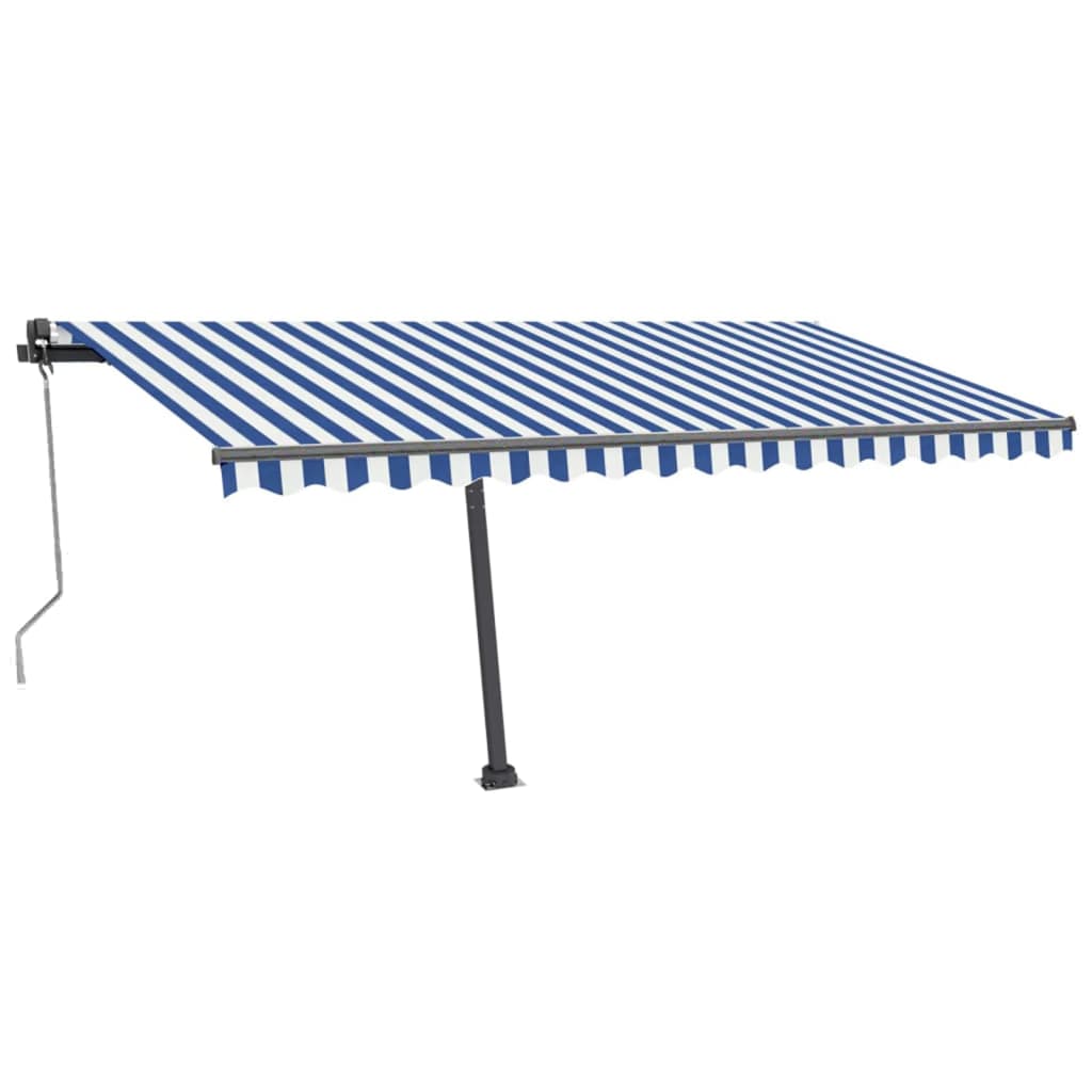 vidaXL Toldo autom. LED e sensor de vento 400x300 cm azul e branco