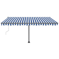 vidaXL Toldo autom. LED e sensor de vento 400x300 cm azul e branco
