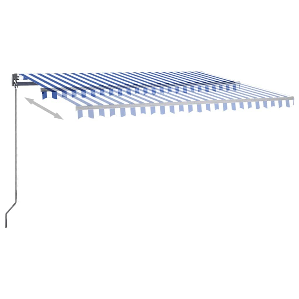 vidaXL Toldo autom. LED e sensor de vento 400x300 cm azul e branco
