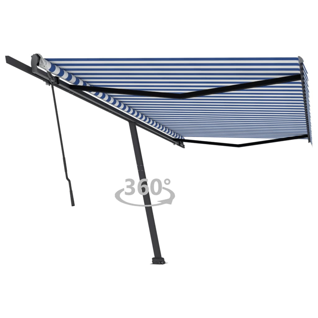 vidaXL Toldo retrátil manual independente 300x250 cm azul e branco