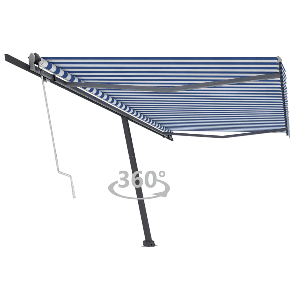 vidaXL Toldo automático independente 300x250 cm azul e branco