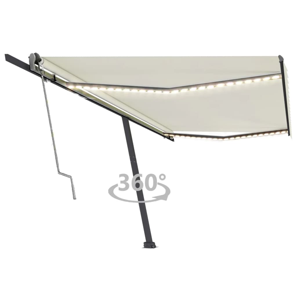 vidaXL Toldo autom. LED e sensor de vento 400x300 cm azul e branco