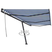 vidaXL Toldo retrátil manual independente 300x250 cm azul e branco