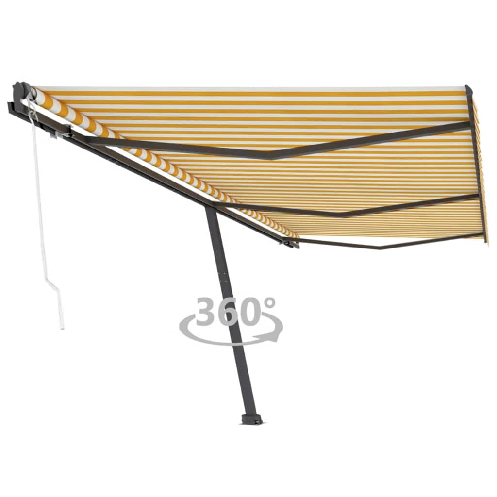 vidaXL Toldo automático independente 300x250 cm azul e branco