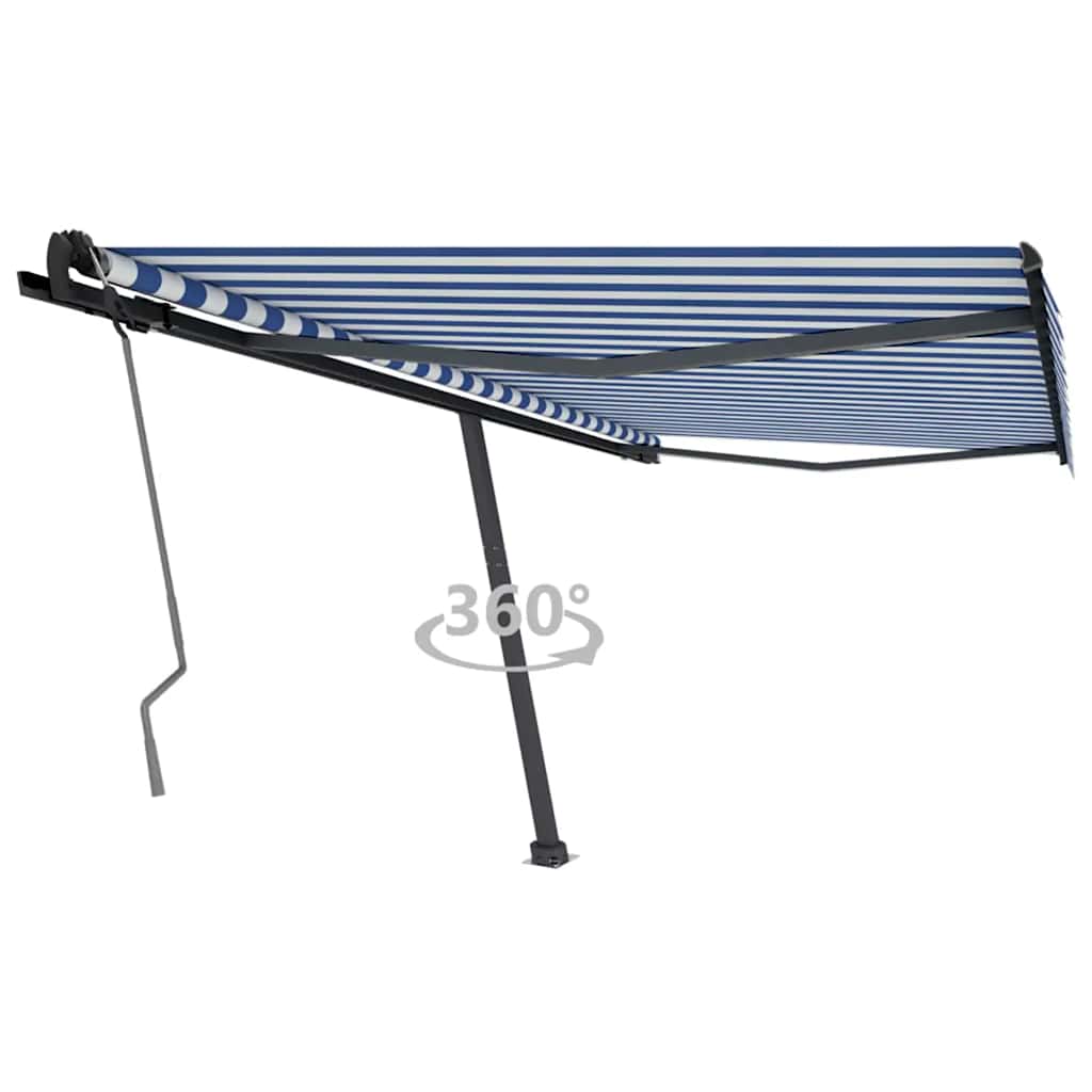 vidaXL Toldo retrátil manual independente 300x250 cm azul e branco