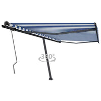 vidaXL Toldo retrátil manual independente 300x250 cm azul e branco