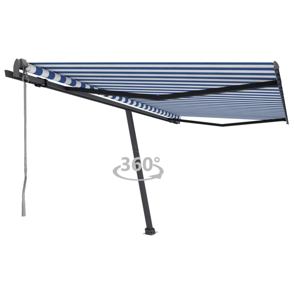 vidaXL Toldo automático independente 300x250 cm azul e branco