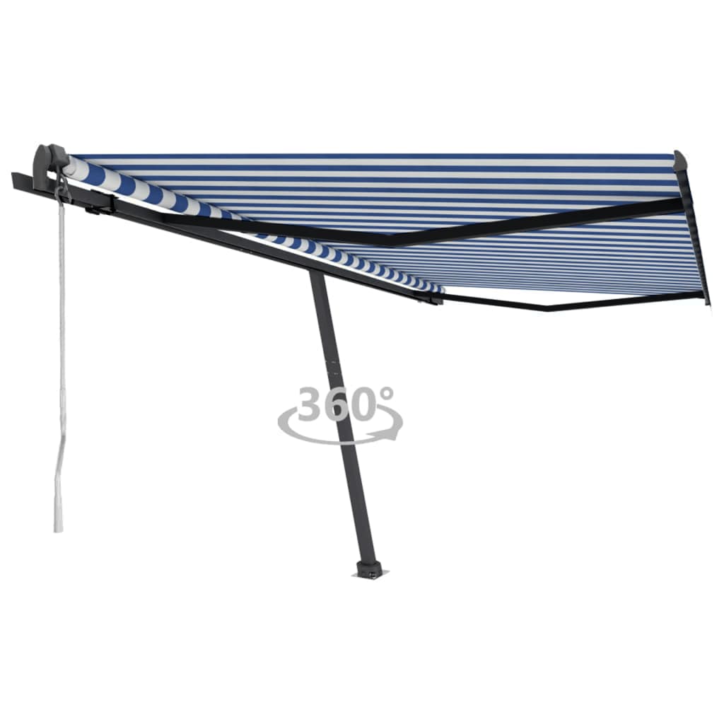 vidaXL Toldo automático independente 300x250 cm azul e branco