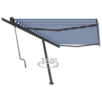 vidaXL Toldo automático independente 300x250 cm azul e branco