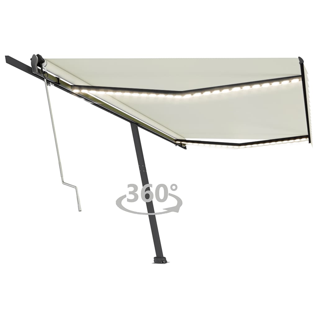 vidaXL Toldo autom. LED e sensor de vento 400x300 cm azul e branco