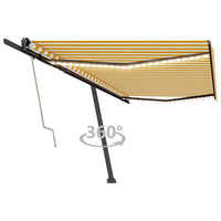 vidaXL Toldo autom. LED e sensor de vento 400x300 cm azul e branco