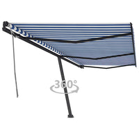 vidaXL Toldo retrátil manual independente 300x250 cm azul e branco