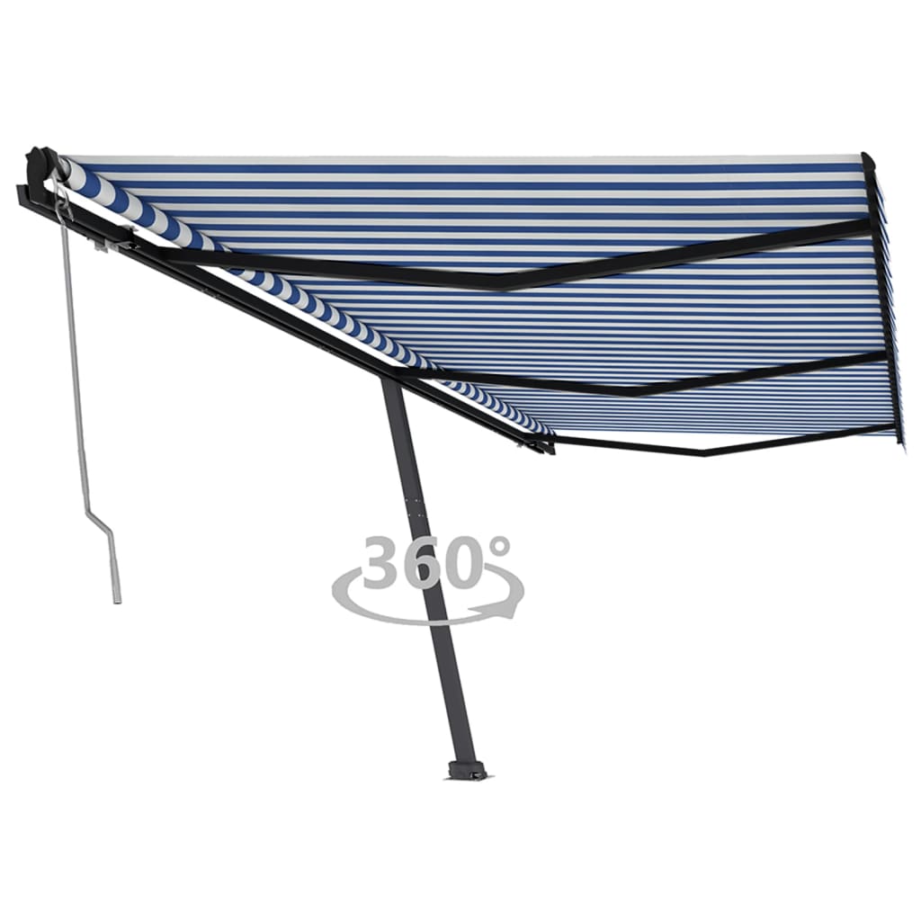 vidaXL Toldo automático independente 300x250 cm azul e branco
