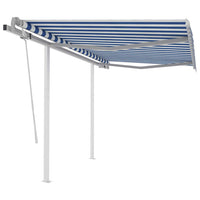 vidaXL Toldo retrátil manual com postes 3x2,5 m azul e branco
