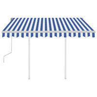 vidaXL Toldo retrátil manual com postes 3x2,5 m azul e branco