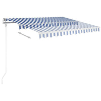 vidaXL Toldo retrátil manual com postes 3x2,5 m azul e branco
