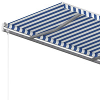 vidaXL Toldo retrátil manual com postes 3x2,5 m azul e branco