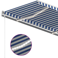 vidaXL Toldo retrátil manual com LED 3x2,5 m azul e branco