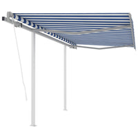 vidaXL Toldo retrátil automático com postes 3x2,5 m azul e branco