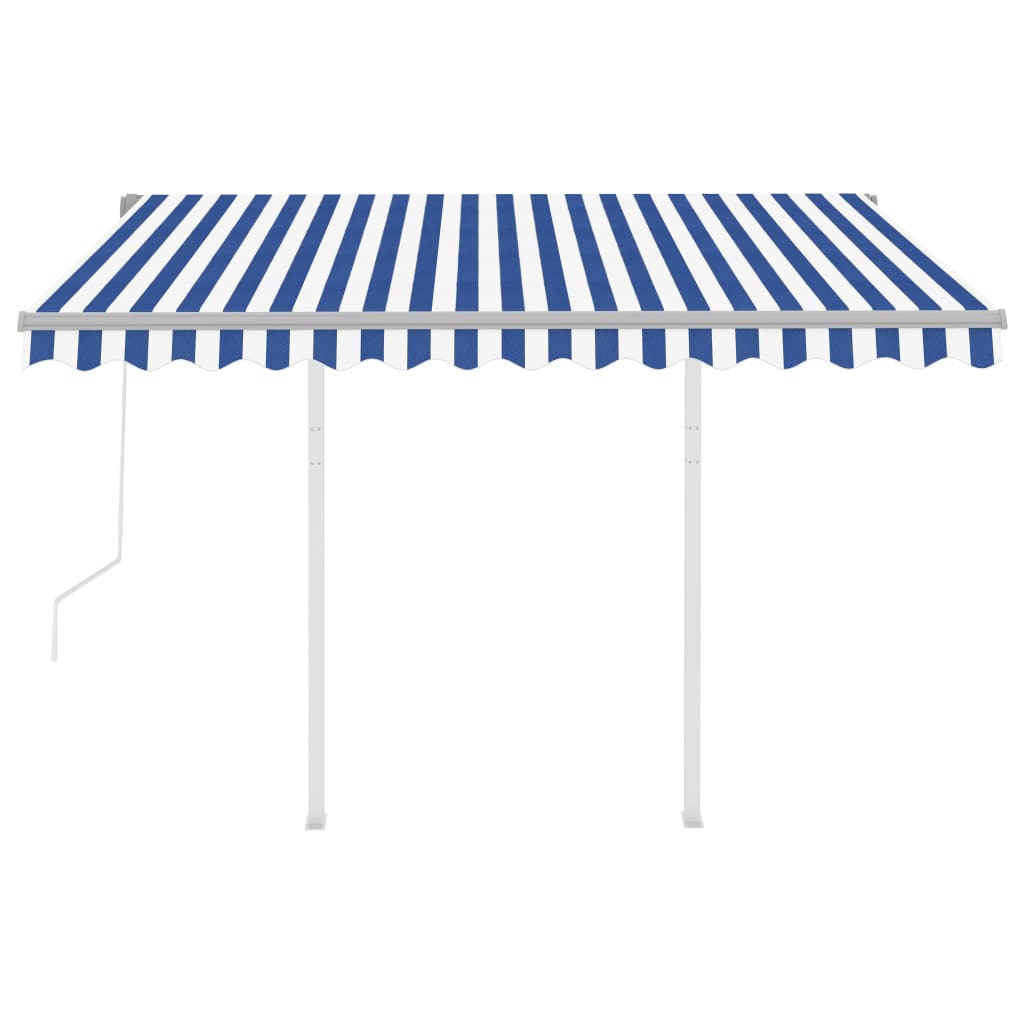 vidaXL Toldo retrátil automático com postes 3x2,5 m azul e branco