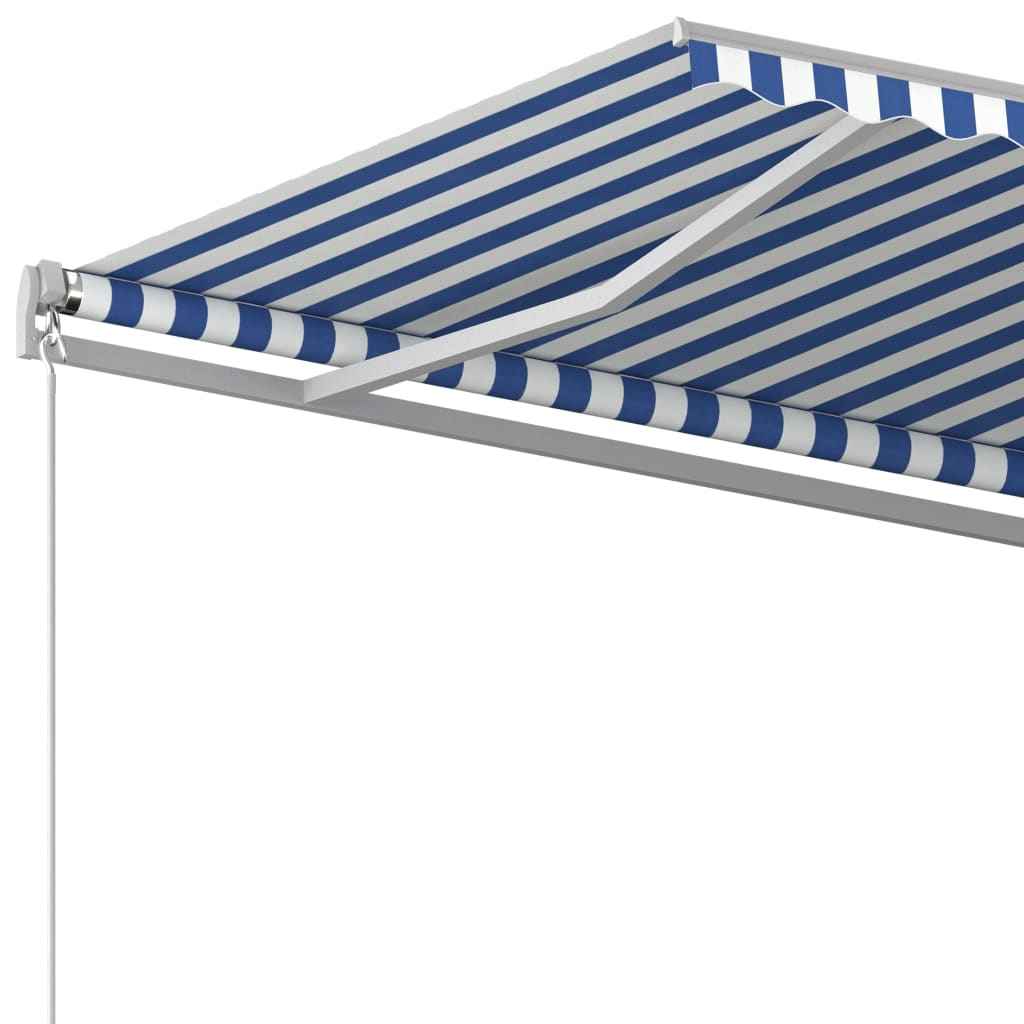 vidaXL Toldo retrátil automático com postes 3x2,5 m azul e branco