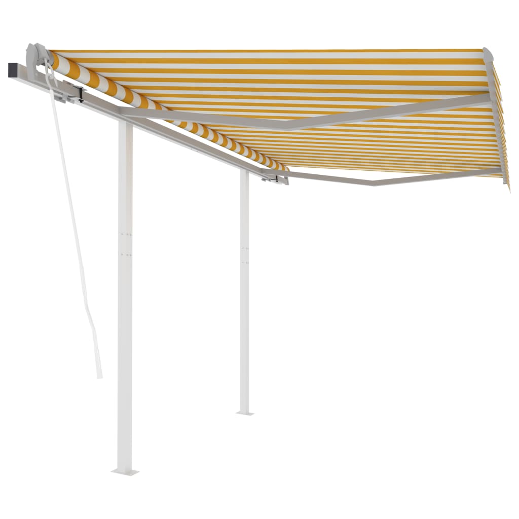 vidaXL Toldo retrátil automático com postes 3x2,5 m azul e branco