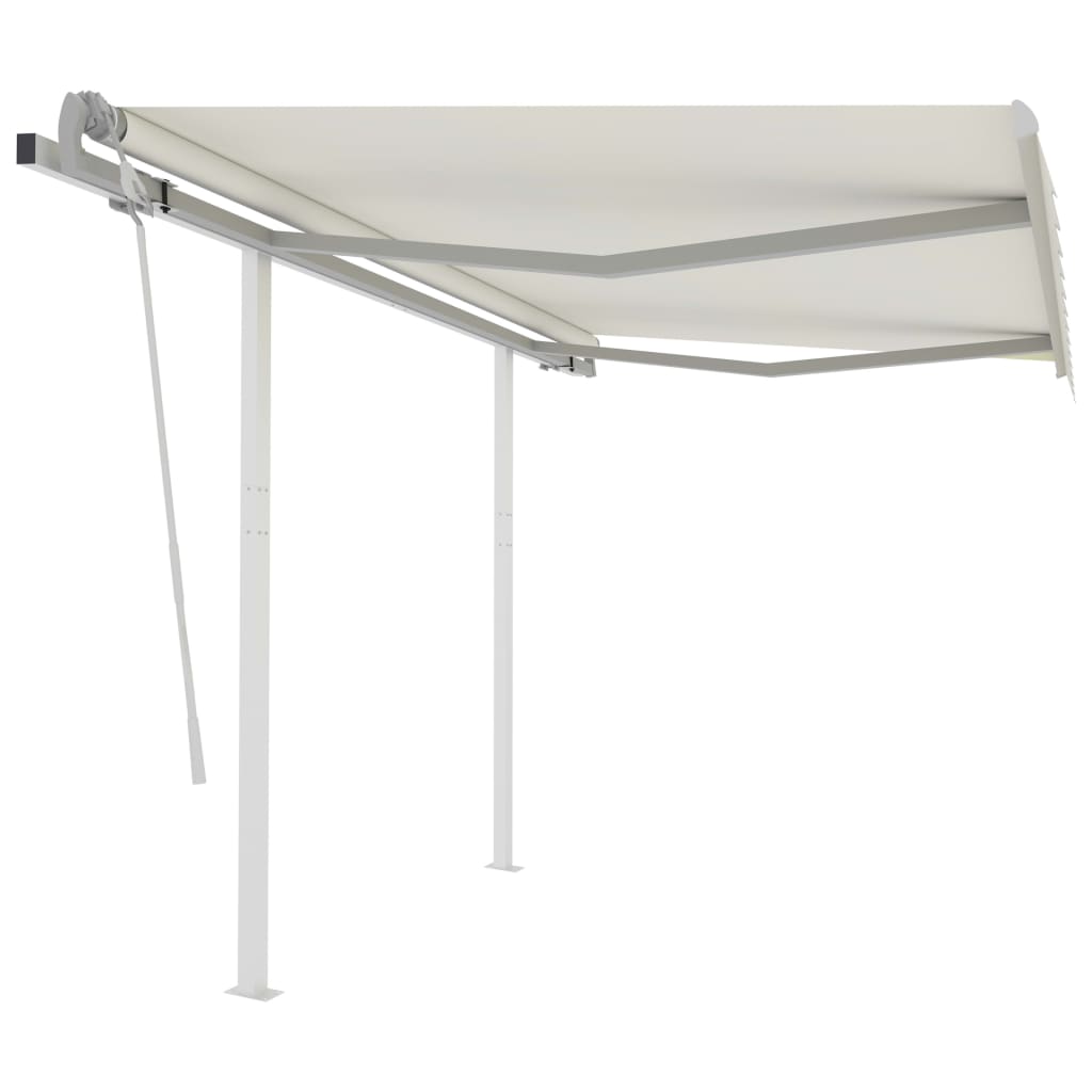 vidaXL Toldo retrátil manual com postes 3x2,5 m azul e branco