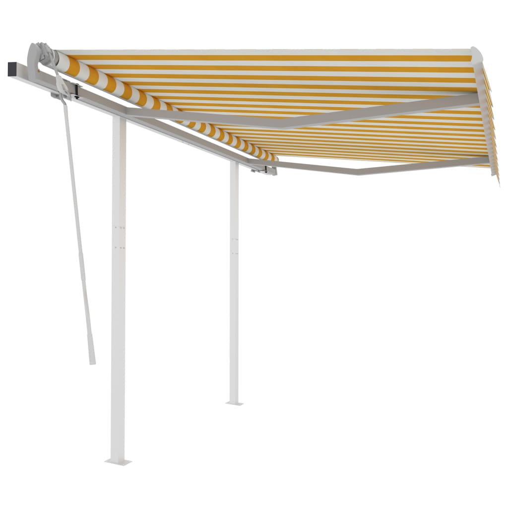 vidaXL Toldo retrátil manual com postes 3x2,5 m azul e branco