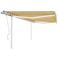 vidaXL Toldo retrátil manual com LED 3x2,5 m azul e branco