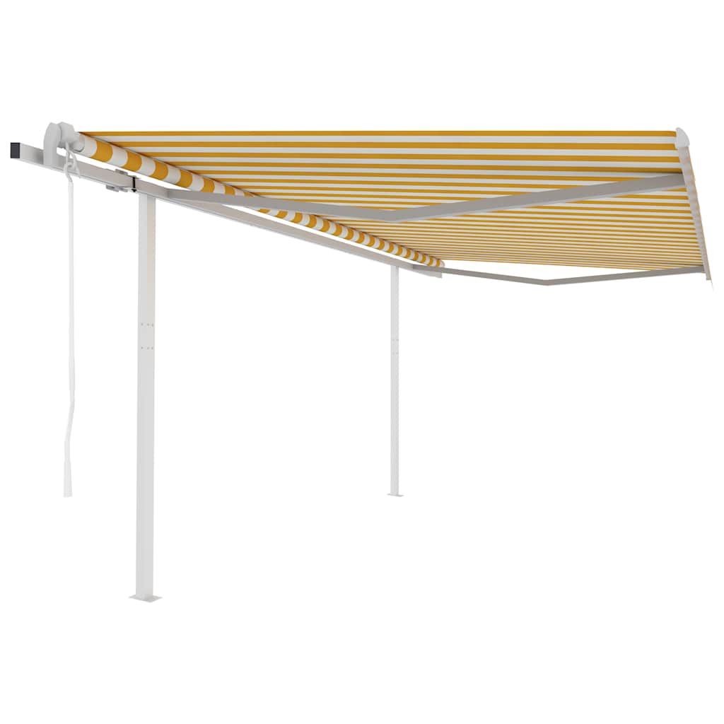 vidaXL Toldo retrátil automático com postes 3x2,5 m azul e branco