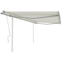 vidaXL Toldo retrátil manual com postes 3x2,5 m azul e branco