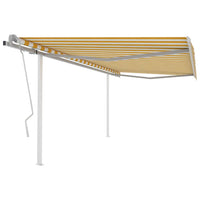 vidaXL Toldo retrátil manual com postes 3x2,5 m azul e branco