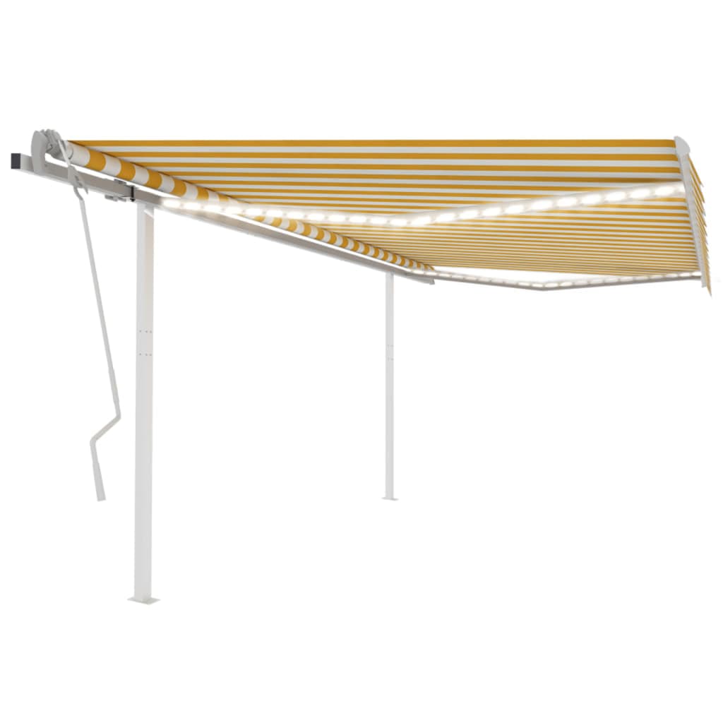 vidaXL Toldo retrátil manual com LED 3x2,5 m azul e branco